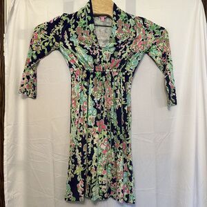 Lilly Pulitzer Women Size XS Alexandra Dress Navy Southern Charm Green Pink Blue